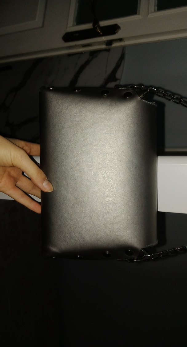 Gri Zincir Detaylı Deri Kadın Çanta - Görsel 3