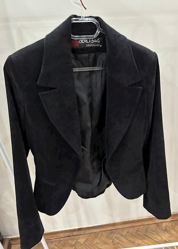 Siyah Kadife Kadın Blazer Ceket - Görsel 2