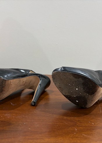 Siyah Rugan Stiletto Topuklu Ayakkabı - Görsel 9