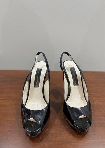 Siyah Rugan Stiletto Topuklu Ayakkabı - Görsel 4