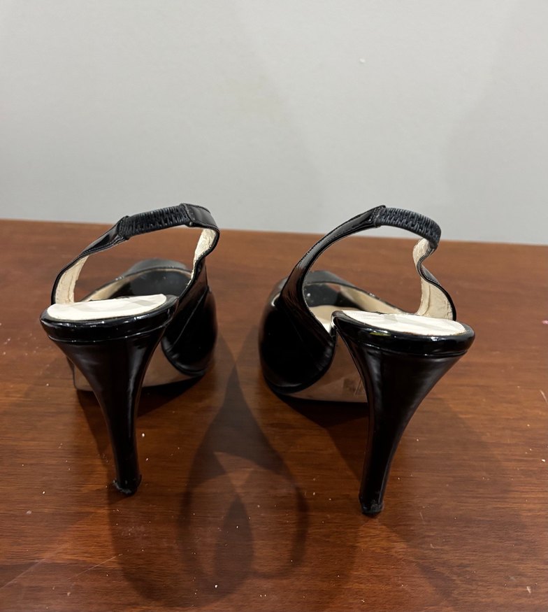 Siyah Rugan Stiletto Topuklu Ayakkabı - Görsel 5