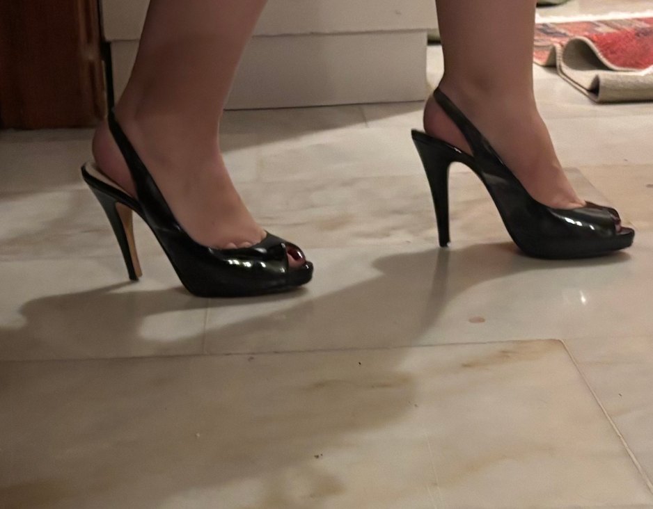 Siyah Rugan Stiletto Topuklu Ayakkabı - Görsel 3