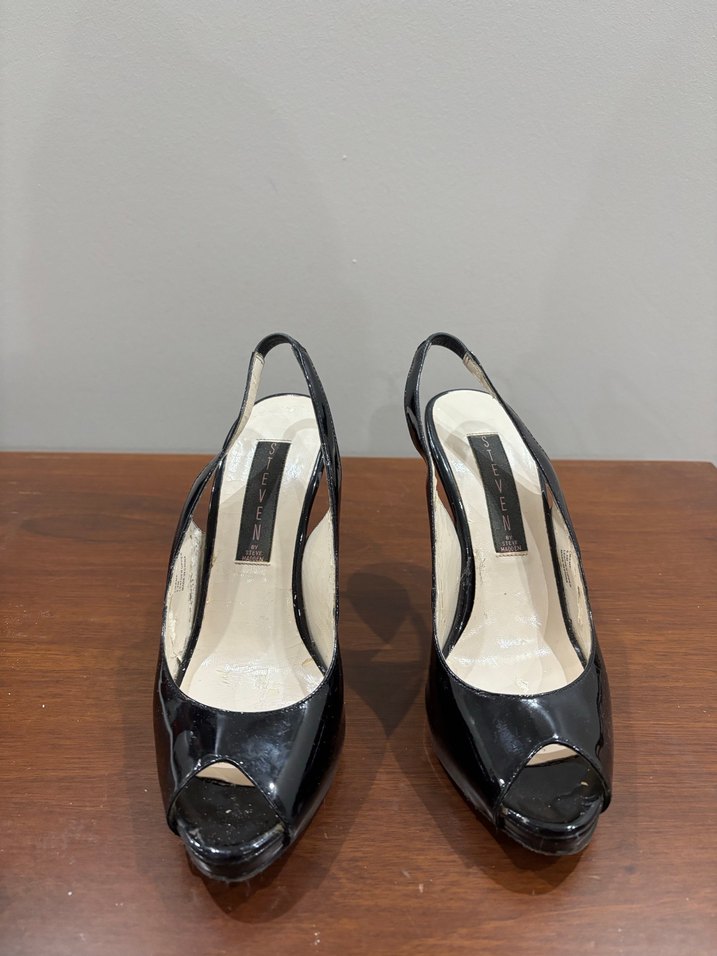 Siyah Rugan Stiletto Topuklu Ayakkabı - Görsel 4