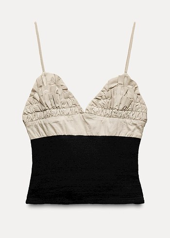 Kadın Siyah Bağlama Desenli Straplez Bustiyer - Görsel 3