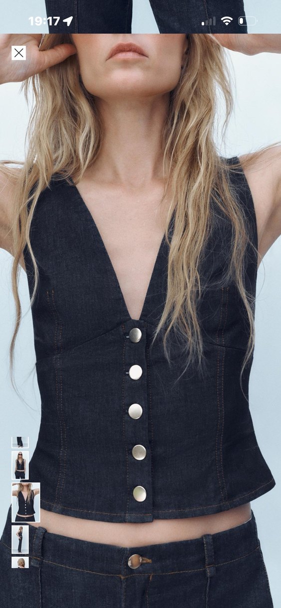 Kadın Lacivert Kısa Kot Yelek - Görsel 2