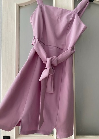 Mor Midi Askılı Elbise - Görsel 2