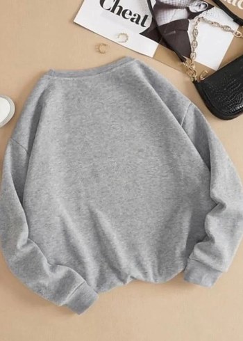 Gri Kadın Sweatshirt Uzun Kollu Basic - Görsel 2