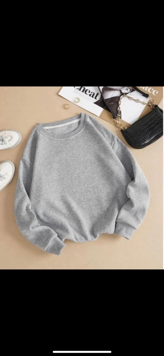 Gri Kadın Sweatshirt Uzun Kollu Basic - Görsel 4