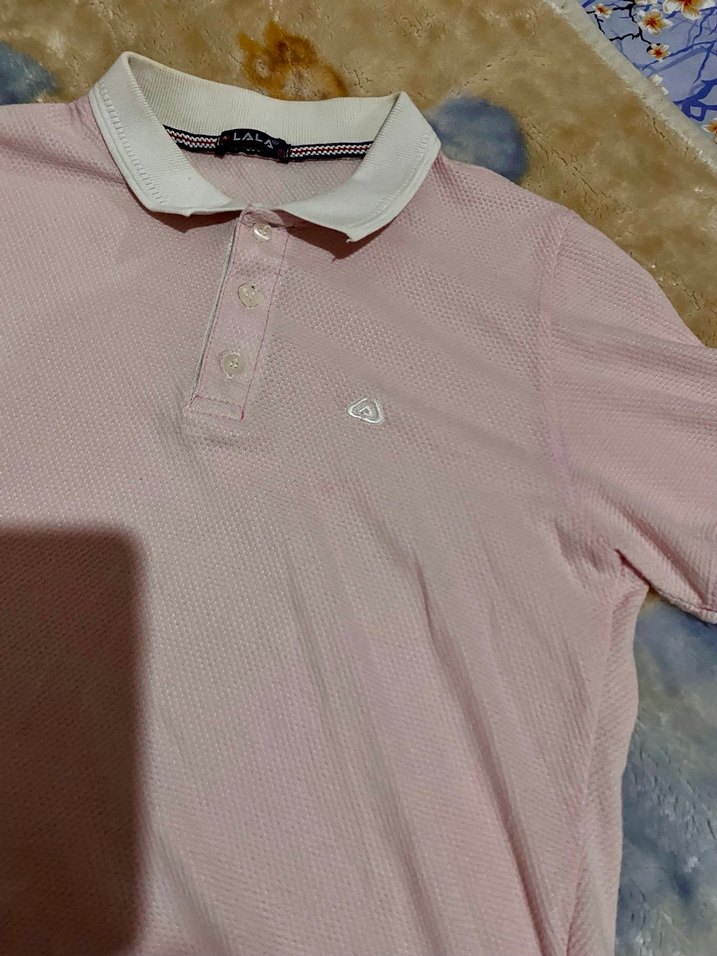 Pembe Pamuklu Erkek Polo Tişört - Görsel 2