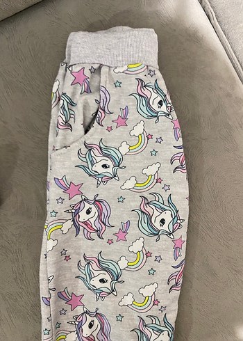 Unicorn Baskılı Gri Kız Eşofman Altı - Görsel 3