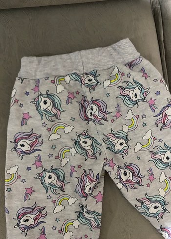 Unicorn Baskılı Gri Kız Eşofman Altı - Görsel 2