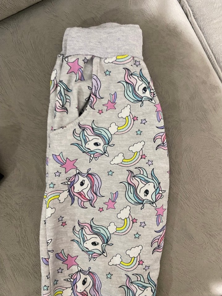 Unicorn Baskılı Gri Kız Eşofman Altı - Görsel 3