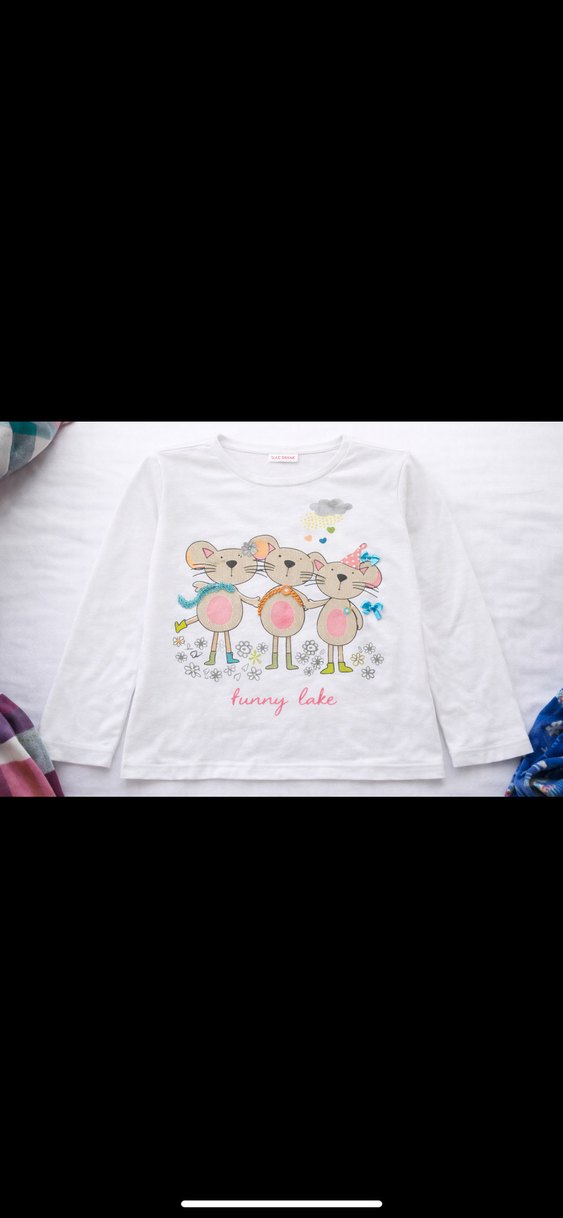 Kız Çocuk Renkli Baskılı Uzun Kollu Tişört - Görsel 2