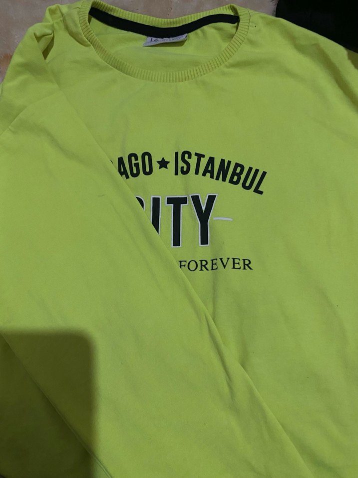 Sarı Baskılı Erkek Sweatshirt - Görsel 4