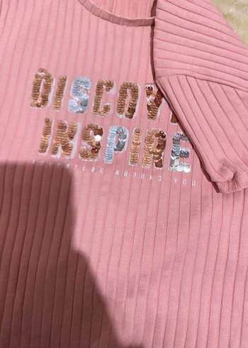 Kız Çocuk Pembe Baskılı Kısa Kollu Tişört - Görsel 3