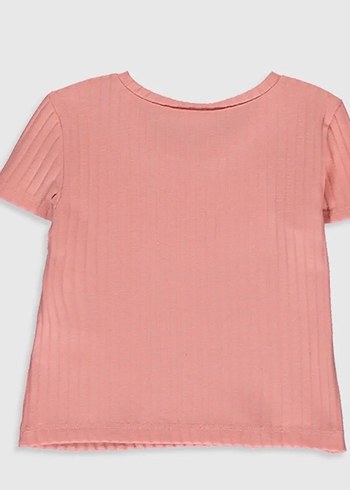 Kız Çocuk Pembe Baskılı Kısa Kollu Tişört - Görsel 2
