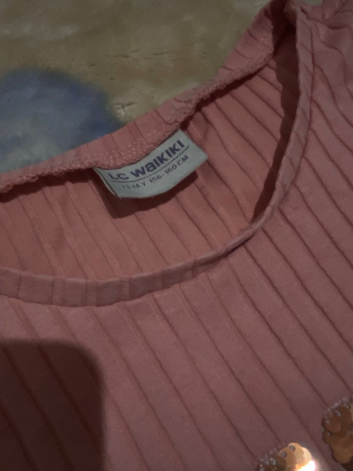 Kız Çocuk Pembe Baskılı Kısa Kollu Tişört - Görsel 4