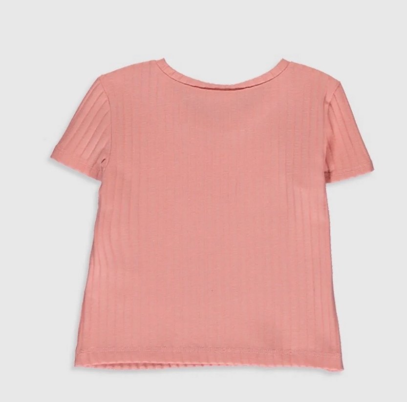 Kız Çocuk Pembe Baskılı Kısa Kollu Tişört - Görsel 2
