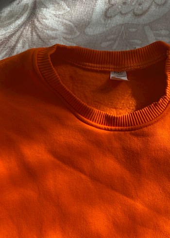 Turuncu Baskılı Kadın Sweatshirt yumuşak - Görsel 2