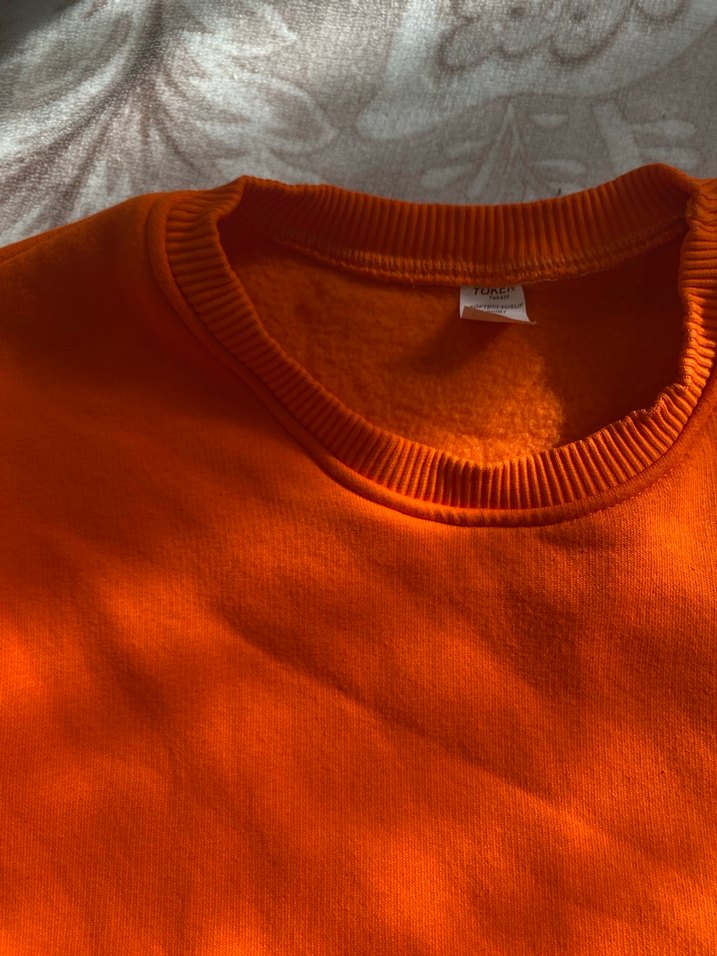 Turuncu Baskılı Kadın Sweatshirt yumuşak - Görsel 2