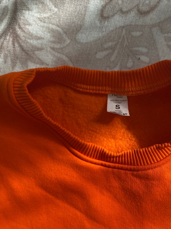 Turuncu Baskılı Kadın Sweatshirt yumuşak - Görsel 3