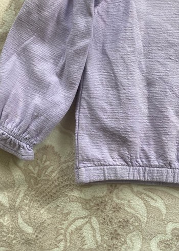 Lila Fırfırlı Kız Çocuk Keten Bluz - Görsel 2