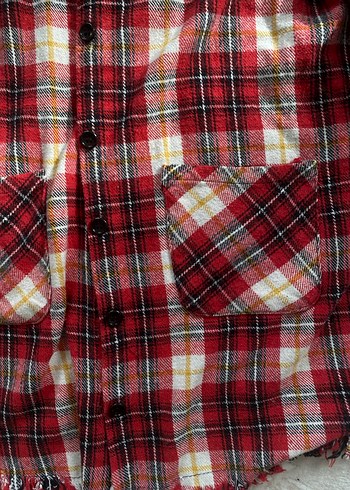 Düğmeli Kırmızı Kareli Uzun Kollu Gömlek - Görsel 3