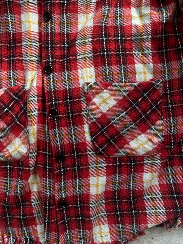 Düğmeli Kırmızı Kareli Uzun Kollu Gömlek - Görsel 3