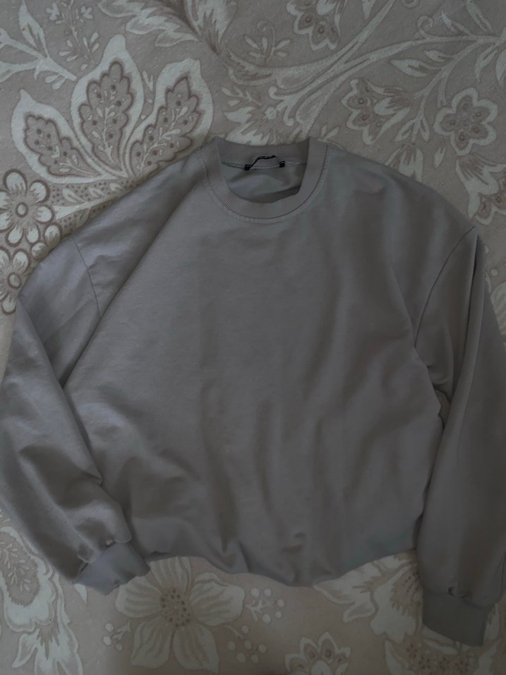 Gri Kadın Uzun Kollu Basic Sweatshirt - Görsel 3