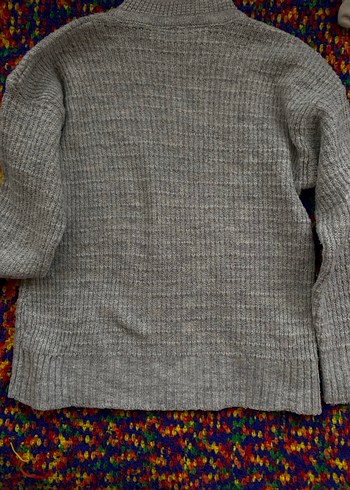 Bohem Gri Nakışlı Triko Kadın Kazak - Görsel 4