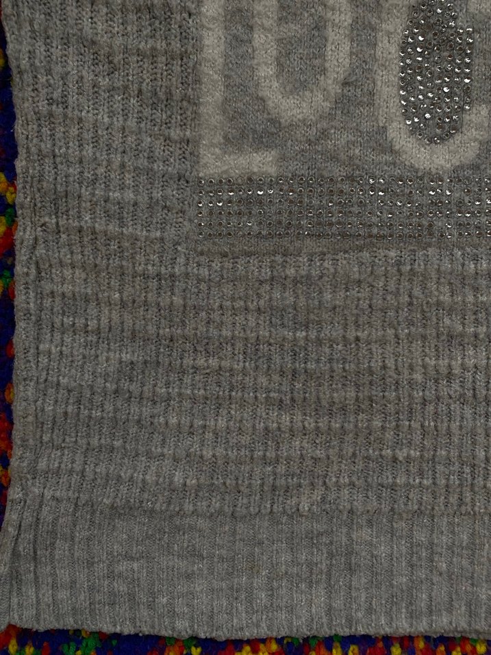 Bohem Gri Nakışlı Triko Kadın Kazak - Görsel 5