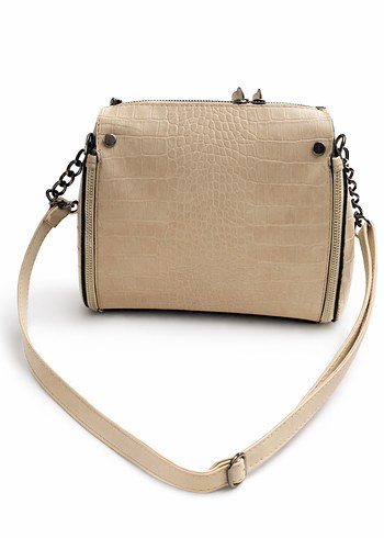 Bej Yılan Desenli Deri Kadın Çanta - Görsel 2