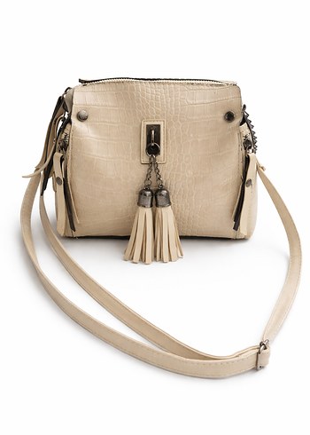 Bej Yılan Desenli Deri Kadın Çanta - Görsel 3