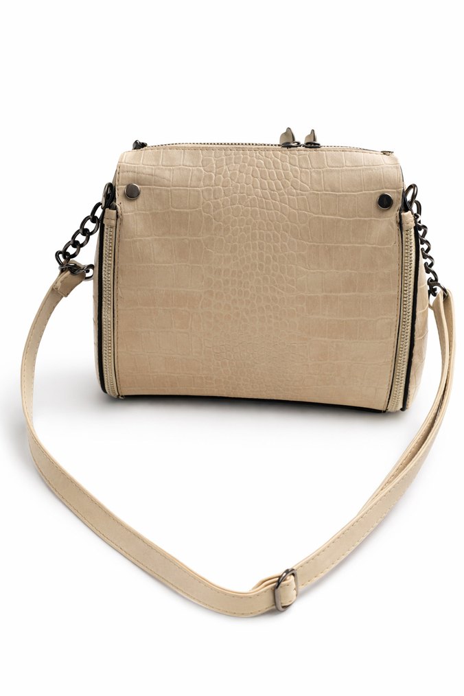 Bej Yılan Desenli Deri Kadın Çanta - Görsel 2