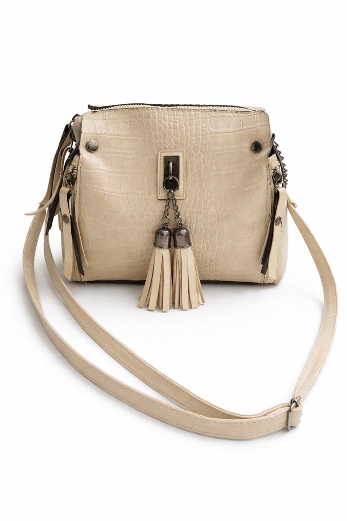 Bej Yılan Desenli Deri Kadın Çanta - Görsel 3