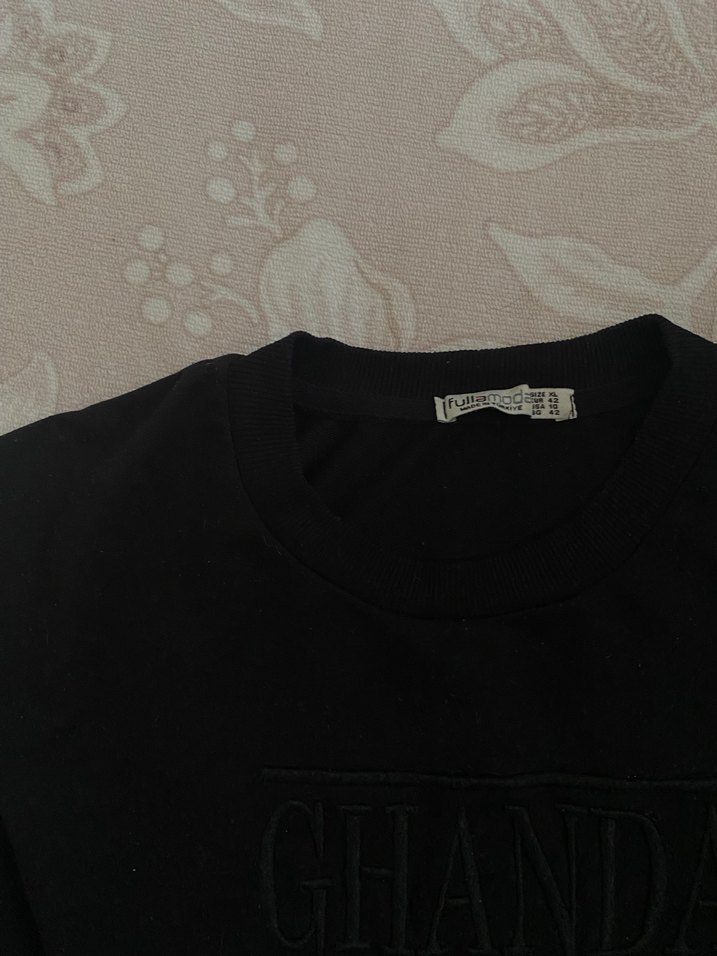 Siyah Baskılı Kadın Sweatshirt - Görsel 4