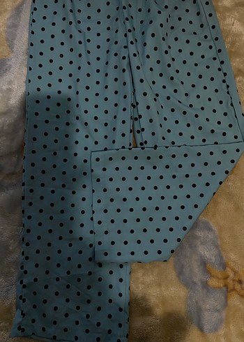 Mavi Puantiyeli Rahat Kadın Pantolon - Görsel 3