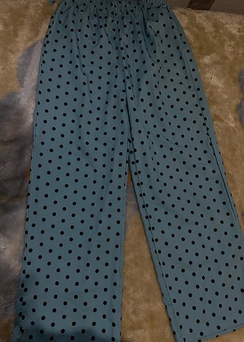 Mavi Puantiyeli Rahat Kadın Pantolon - Görsel 2