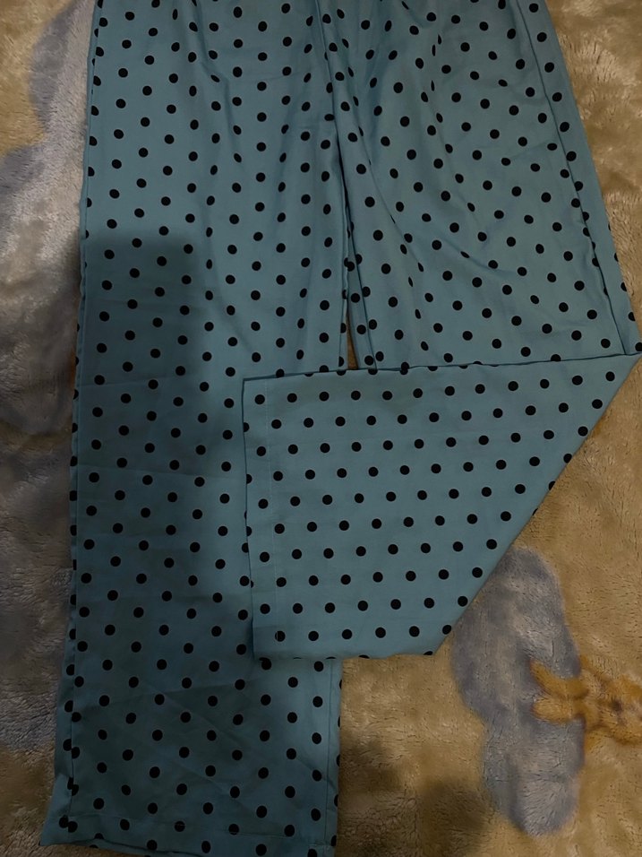 Mavi Puantiyeli Rahat Kadın Pantolon - Görsel 3