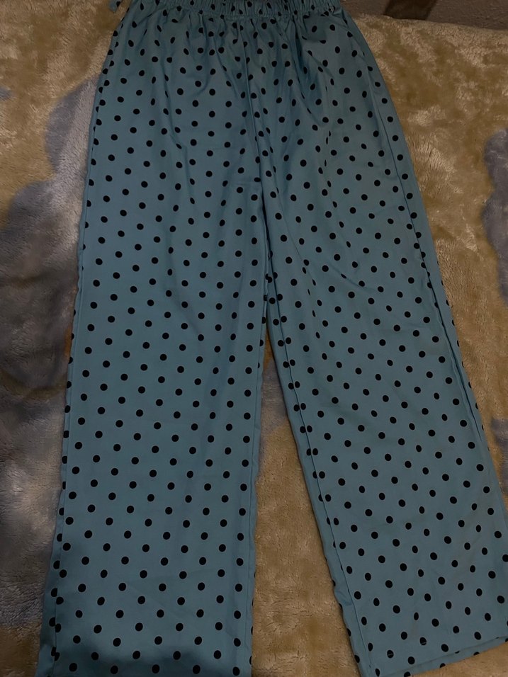 Mavi Puantiyeli Rahat Kadın Pantolon - Görsel 2