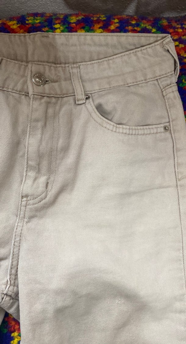 Bej Bol Kesim Midi Kadın Kot Pantolon - Görsel 2