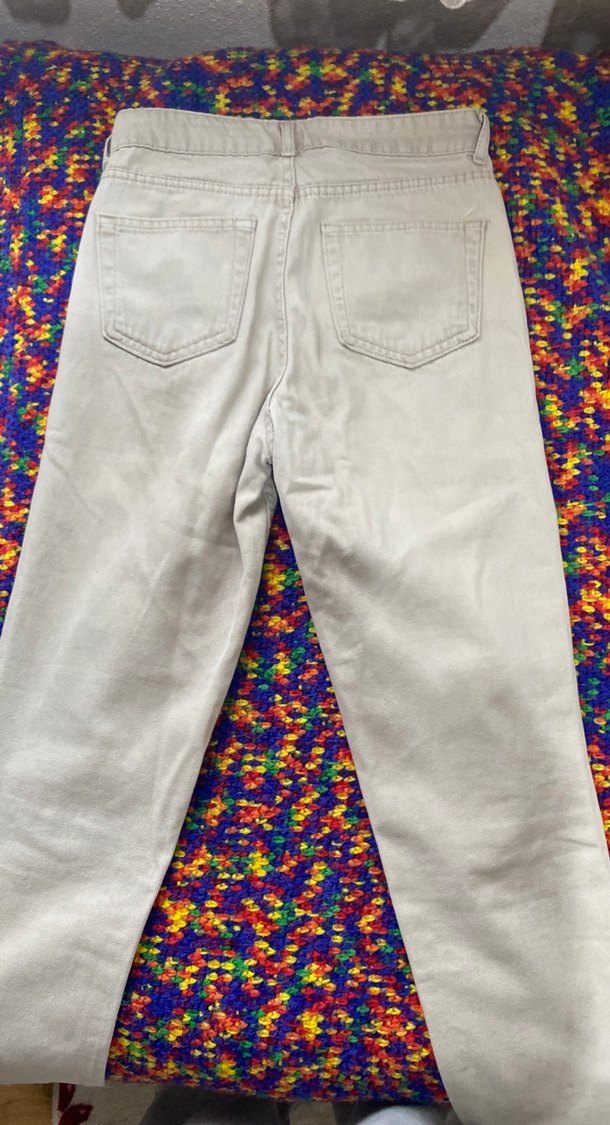 Bej Bol Kesim Midi Kadın Kot Pantolon - Görsel 4