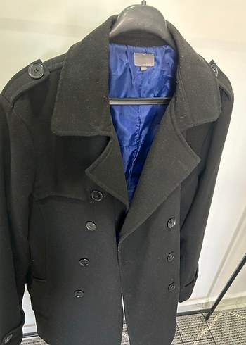 Düğmeli Siyah Erkek Midi Kaban - Görsel 2