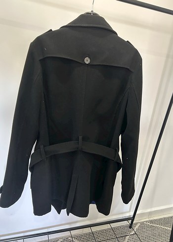 Düğmeli Siyah Erkek Midi Kaban - Görsel 3