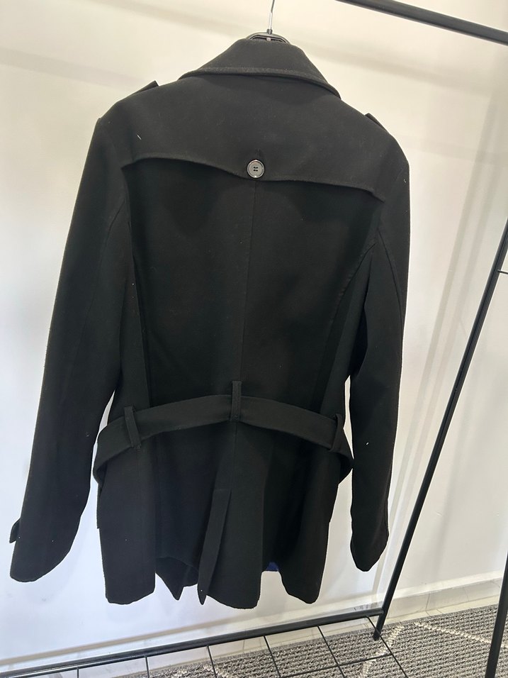 Düğmeli Siyah Erkek Midi Kaban - Görsel 3