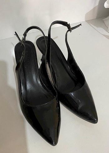 Siyah Rugan Stiletto Kadın Topuklu Ayakkabı - Görsel 2