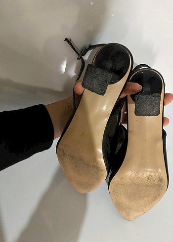 Siyah Rugan Stiletto Kadın Topuklu Ayakkabı - Görsel 3