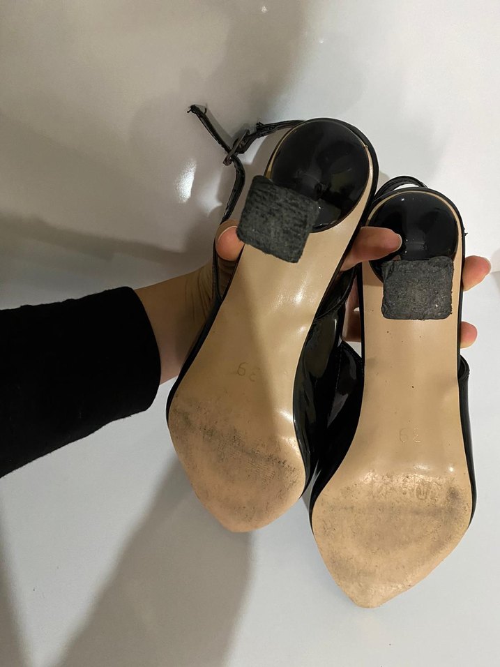 Siyah Rugan Stiletto Kadın Topuklu Ayakkabı - Görsel 3