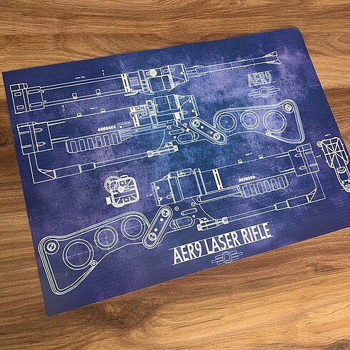 Fallout Laser Rifle Blueprint Poster