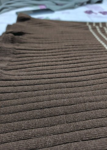 kahverengi triko elbise - Görsel 3